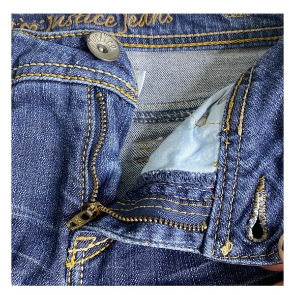 I Love Justice Jeans Simply Low Capri Juniors 14R Blue Distressed Pockets - Picture 11 of 14